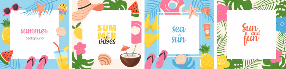 Colorful Summer Vibes Card Templates Set