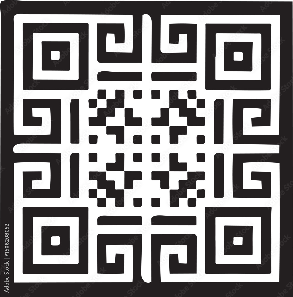 Poster red and white qr code pattern modern digital layout