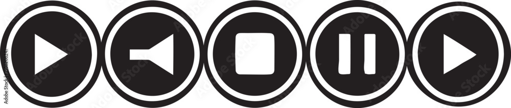 Poster simple media control icons in a row flat vector