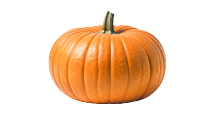 Obraz premium A single orange pumpkin with a green stem isolated against a black background in a studio shot