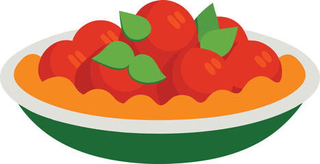 Sweet and sour pork in delicious and colorful dish presentation vector art illustration