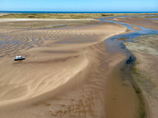Low tide near Ravenglass on the coast of Cumbria in the northwest of England