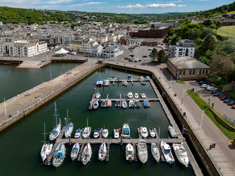 The harbor area in the town of Whitehaven on the coast of Cumbria in the northwest of England