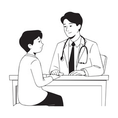doctor examining patient drawing