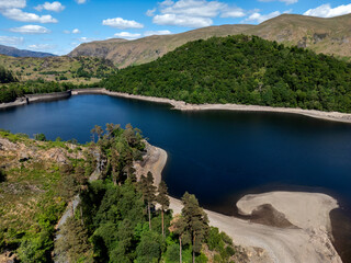 Thirlmere Reservoir and Dam in the Lake District in Cumbria in the northwest of England
