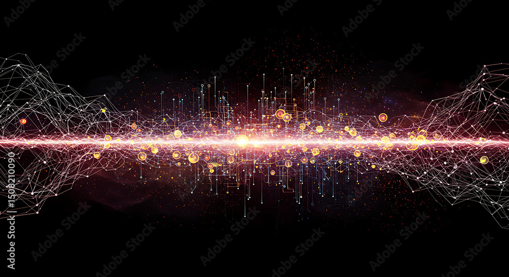 Poster abstract digital network data flow futuristic technology background connectivity global network big