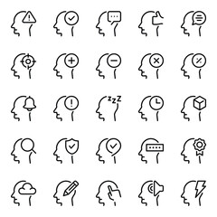 Outline icons set for Thinking mind