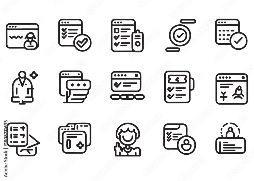Aufkleber online checklists forms medical records web interface icons