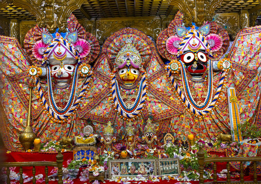 Sri&nbsp;Jagannatha Temple deities statues, Chittagong Division, Comilla, Bangladesh