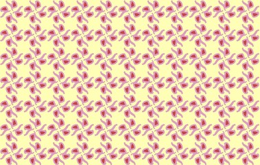 seamless pattern with pink flowers repeat style on yellow background, replete image design for fabric printing, checkerboard 