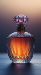 Glass Bottle Model, Product Display Mockup, Shape and Cap of Luxury Vintage Glass Perfume Bottle