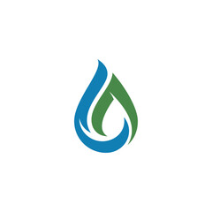 Water drop and leaf logo combination