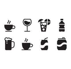 Silhouette Illustration of Hot Beverage Cup Icon with Steam Lines on White Background for Menu Design and Drink Concepts