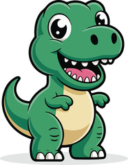 Fototapeta premium Happy Green Cartoon Dinosaur