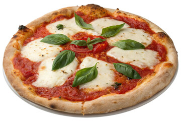 Authentic Margherita pizza from Naples Italy isolated on transparent background