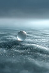 Translucent sphere resting on soft surface, creating ethereal at