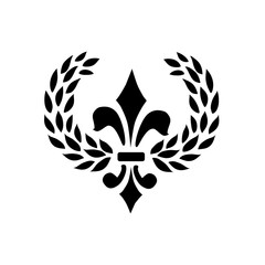 Classic fleur-de-lis vector with laurel wreaths. Perfect for luxury logos, vintage emblems, or royal-themed designs.