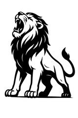 Fototapeta premium Monochrome vector illustration of a bold lion's head, ideal for themes of animals, strength, or decorative design.