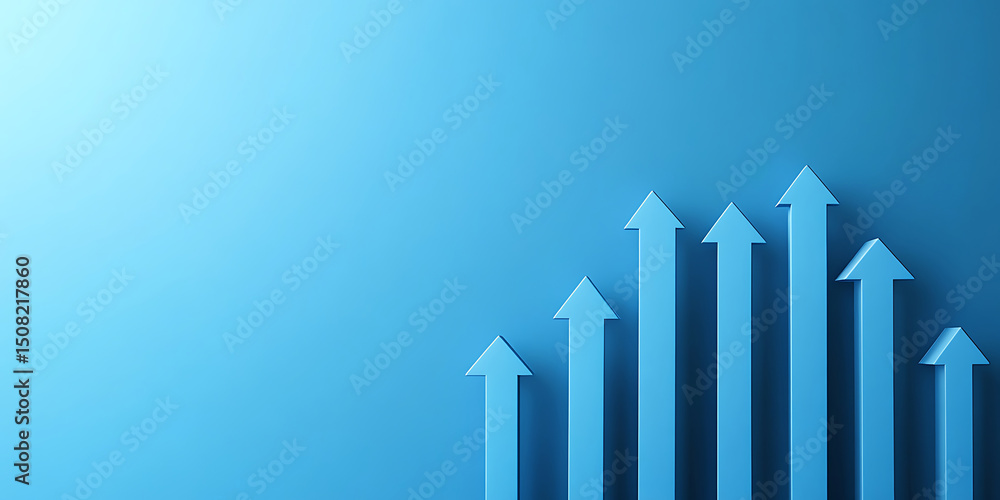 Poster blue arrow graphics symbolize progress and growth for business and financial concepts presentation w