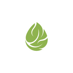 Abstract water drop and leaf logo combination