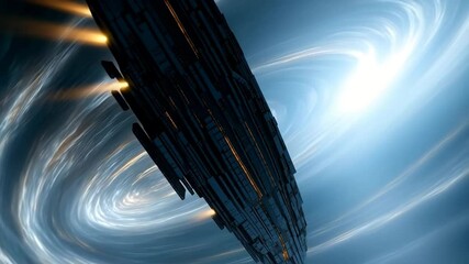 Spaceship in a swirling nebula - Powered by Adobe