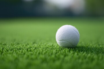 White ball resting on vibrant green grass, capturing essence of