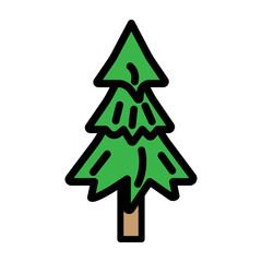 Evergreen Tree Vector Filled Icon Design