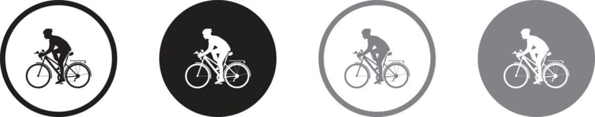 Man Biking Icon on Checkerboard Transparent Background