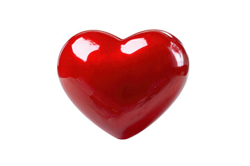 Shiny red heart symbol on black background, cut out
