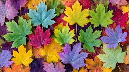 floor covered with colorful fallen leaves and twigs