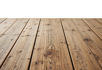 Close up view of rustic natural wooden planks flooring with visible wood grain and knots