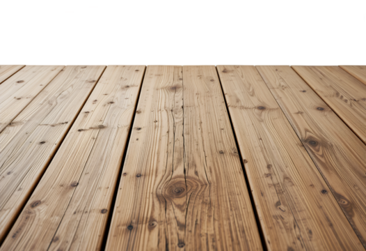 Close up view of rustic natural wooden planks flooring with visible wood grain and knots