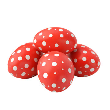 Red Easter eggs with white polka dots festive spring decoration