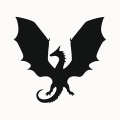 Fototapeta premium Majestic Dragon Silhouette Mythical Creature Winged Reptile Illustration
