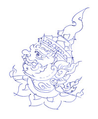 sketch of giant face pen drawing for card illustration decoration