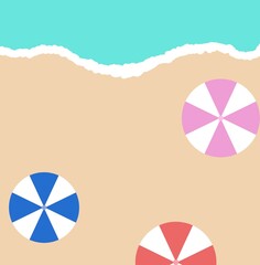 beach illustration,파라솔과 해변 일러스트