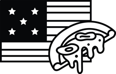 A black and white image of a pizza with melted cheese and a slice missing