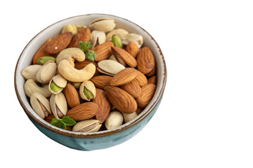 Fototapeta premium Almond cashew pistachio and pista dry fruits mix PNG for healthy snack isolated on transparent background