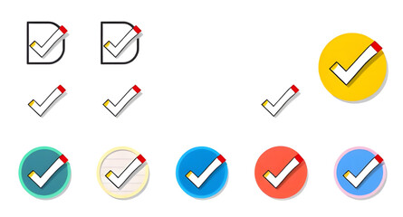 Checklist vector icon set, checkmarks, cross symbols, and clipboard designs vector style.