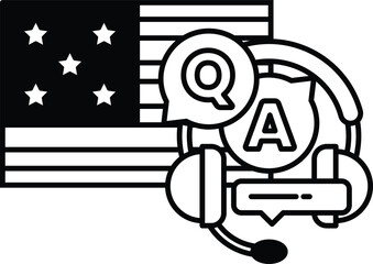 A black and white image of a microphone with the letters Q and A on it