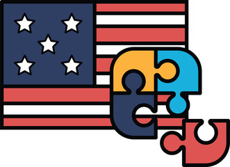 A puzzle of the American flag