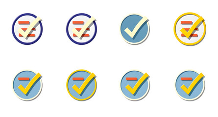 Checklist vector icon set, checkmarks, cross symbols, and clipboard designs vector style.
