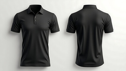 Classic Black Polo Shirt Mockup Front and Back Views for Design Presentation