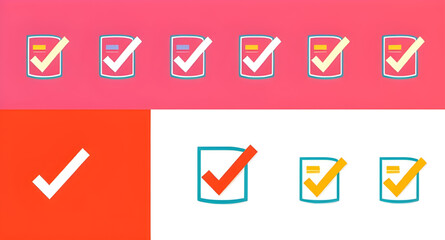 Checklist vector icon set, checkmarks, cross symbols, and clipboard designs vector style.