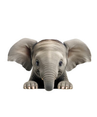 Obraz premium Large mammal Peeking elephant with trunk and tusk isolated on a white background