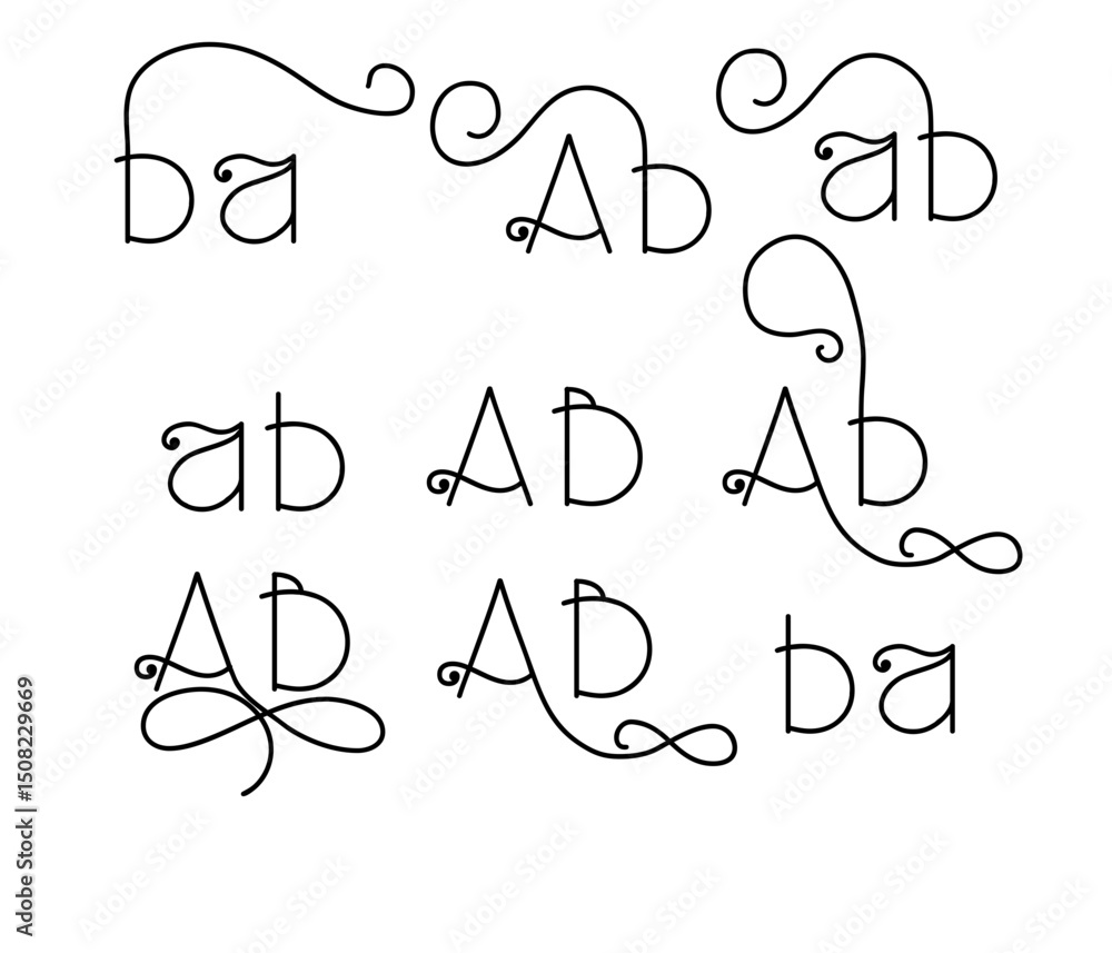 Fototapete stylish a and b monogram calligraphy graphics