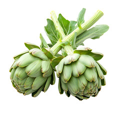Fototapeta premium Fresh Green Artichokes Isolated on Black Background