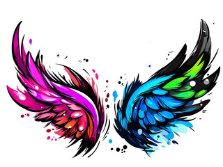Colorful artistic wings design showcasing vibrant hues in a dynamic arrangement