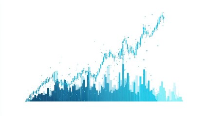 Fototapeta premium Abstract upward trending chart with city silhouettes