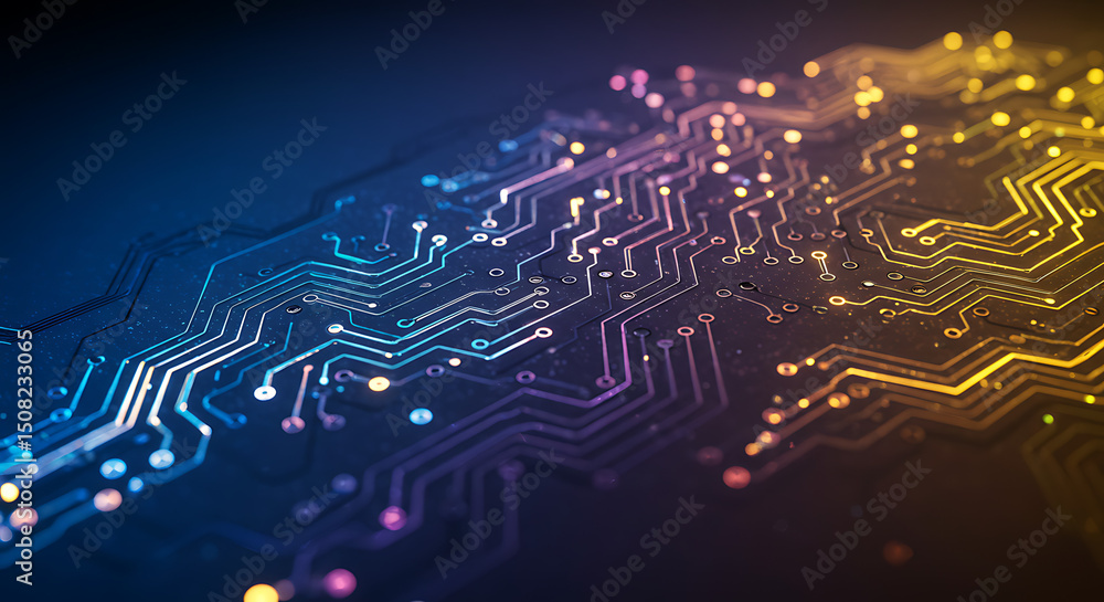 Poster abstract circuit board technology background glowing lines digital network innovation